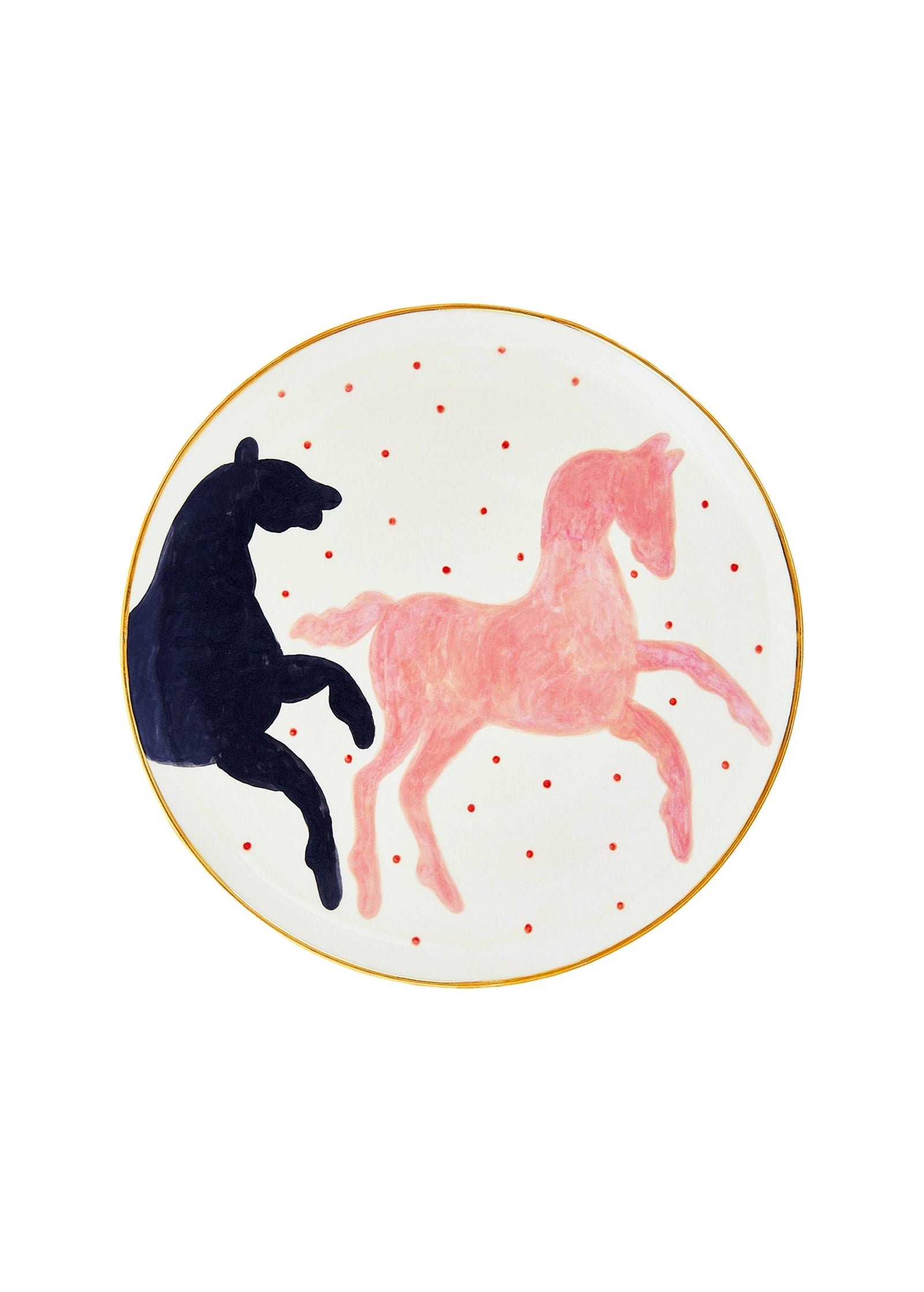 Hand painted ceramic plate with two horses